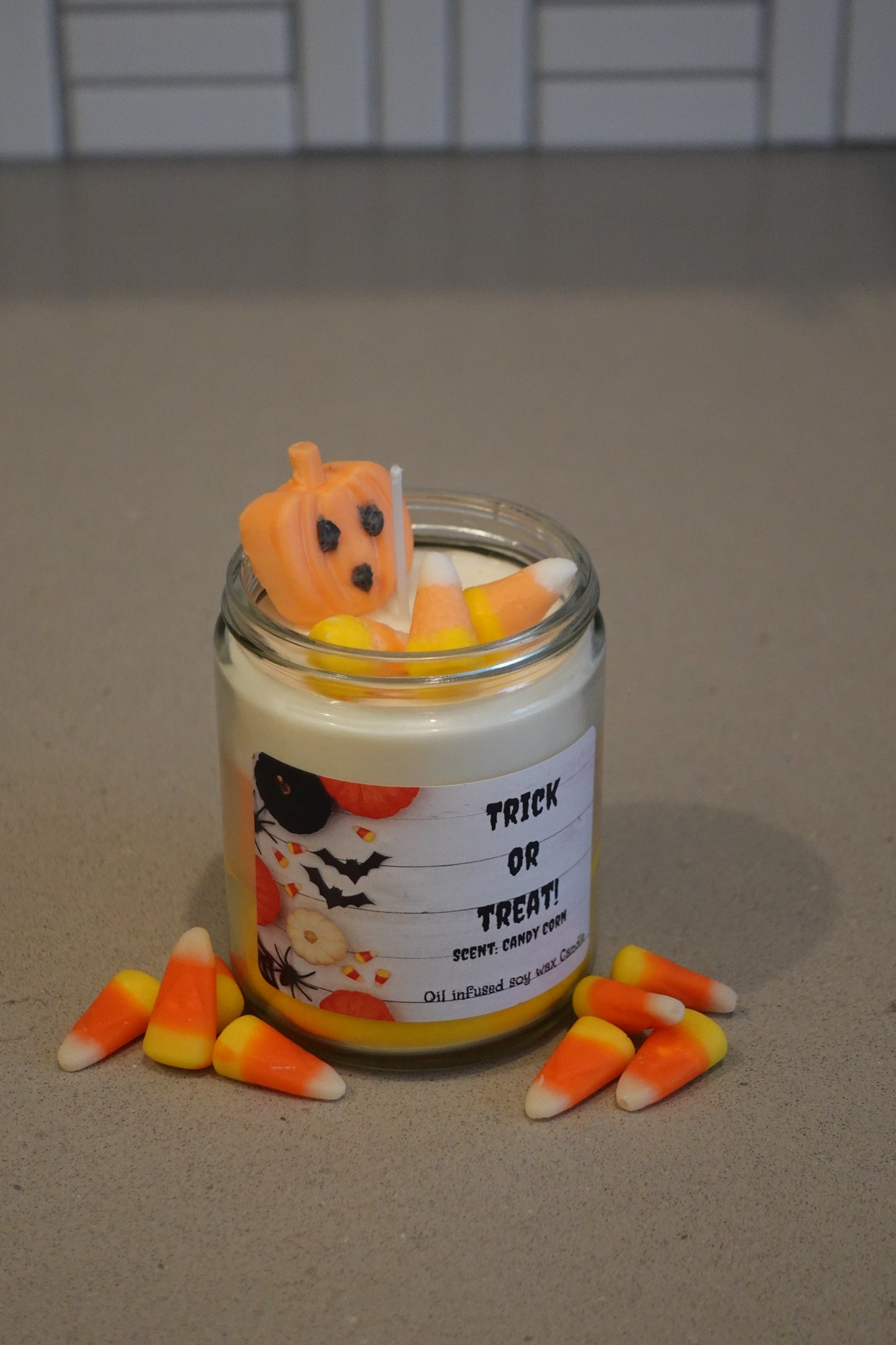 Halloween inspired Candy Corn Candle