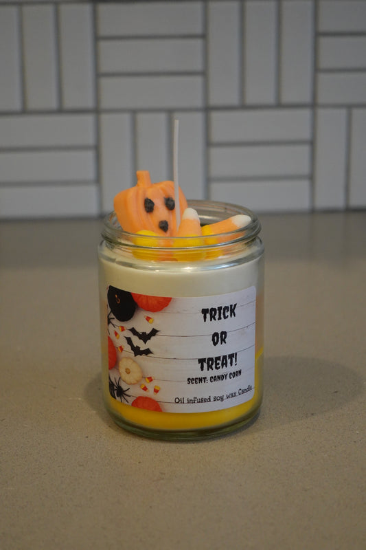 Halloween inspired Candy Corn Candle